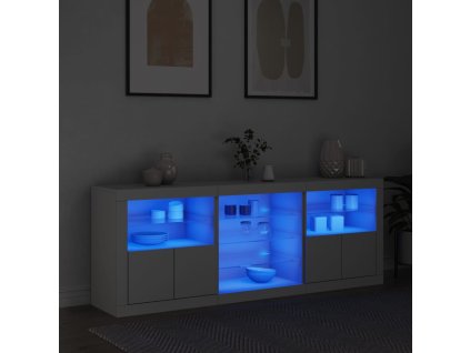 vidaXL Příborník s LED osvětlením bílý 181,5 x 37 x 67 cm