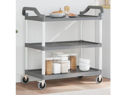 vidaXL 3patrový vozík šedý 99 x 50 x 96 cm hliník