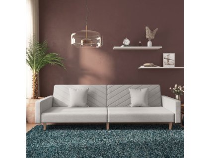 vidaXL 2místná rozkládací pohovka se 2 polštáři světle šedá textil