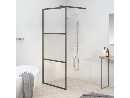vidaXL Zástěna do průchozí sprchy 80x195cm napůl mléčné ESG sklo černá