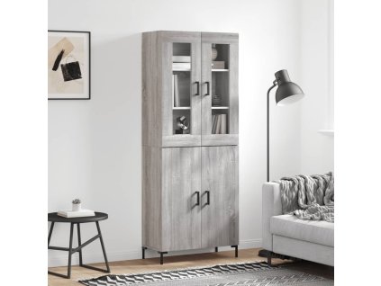 vidaXL Skříň highboard šedá sonoma 69,5 x 34 x 180 cm kompozitní dřevo