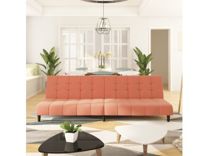 vidaXL 2místná rozkládací pohovka růžová samet