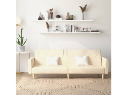 vidaXL 2místná rozkládací pohovka krémová textil