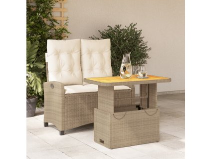 vidaXL 2dílný zahradní jídelní set s poduškami béžový polyratan