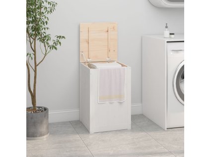 vidaXL Box na prádlo bílý 44 x 44 x 66 cm masivní borové dřevo