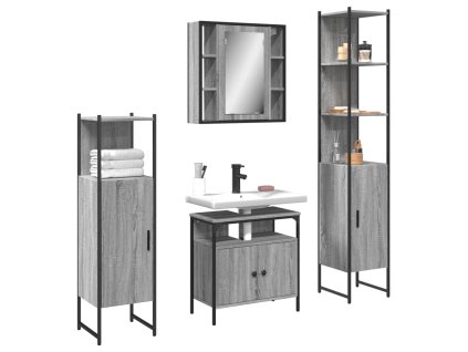 vidaXL 4dílná koupelnová sestava šedá sonoma kompozitní dřevo