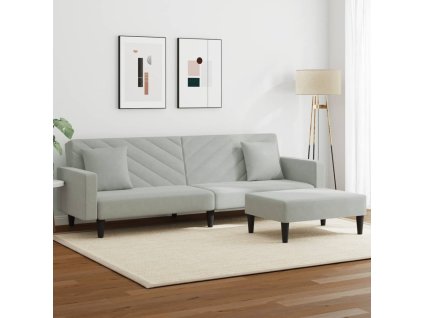 vidaXL 2dílná sedací souprava s polštáři světle šedá samet