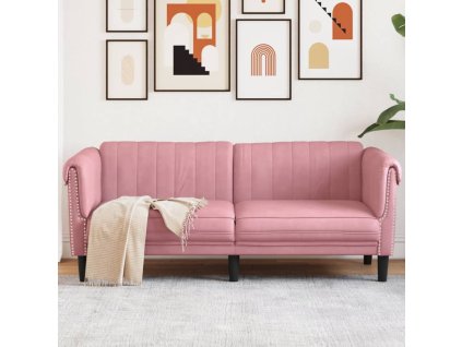 vidaXL Pohovka 2místná růžová samet