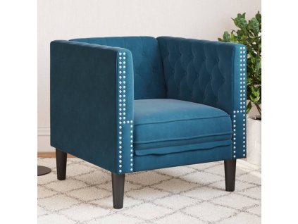 vidaXL Křeslo Chesterfield modré samet
