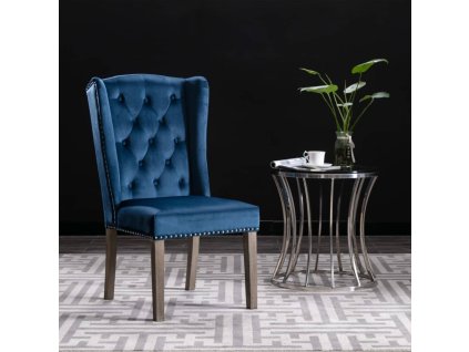 vidaXL Jídelní židle modrá samet