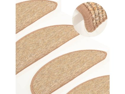 vidaXL Schodové rohože 15 ks 56 x 17 x 3 cm světle hnědé půlkulaté