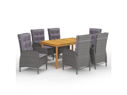 vidaXL 7dílný zahradní jídelní set šedý