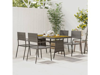 vidaXL 5dílný zahradní jídelní set polyratan šedý