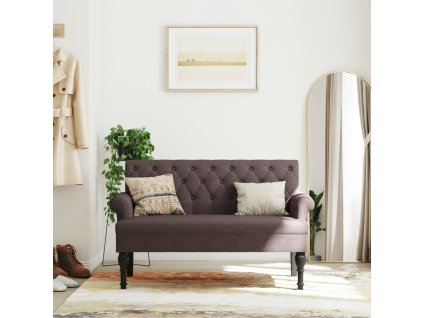 vidaXL Lavice s opěradlem tmavě hnědá 120 x 62 x 75,5 cm textil