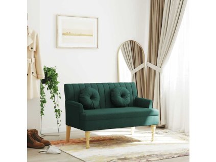 vidaXL Lavice s polštáři tmavě zelená 113 x 64,5 x 75,5 cm textil