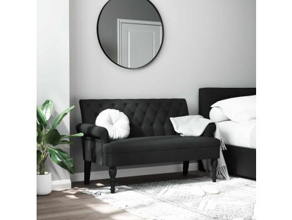 vidaXL Lavice s opěradlem černá 120 x 62 x 75,5 cm látka