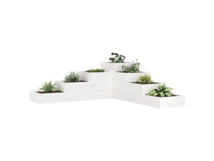 vidaXL Nástěnný truhlík 4patrový 106x104,5x36 cm bílý masivní borovice