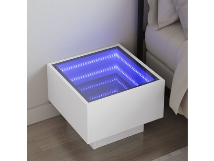 vidaXL Noční stolek s Infinity LED bílý 40 x 40 x 30 cm