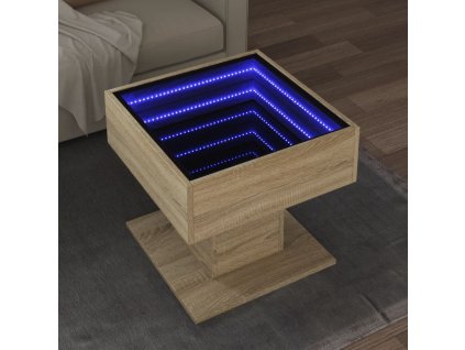 vidaXL Konferenční stolek s LED dub sonoma 50 x 50 x 45 cm kompozit