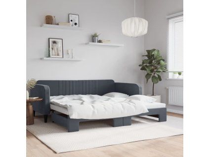 vidaXL Válenda s přistýlkou tmavě šedá 100 x 200 cm samet