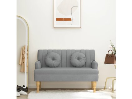 vidaXL Lavice s polštáři světle šedá 113 x 64,5 x 75,5 cm textil