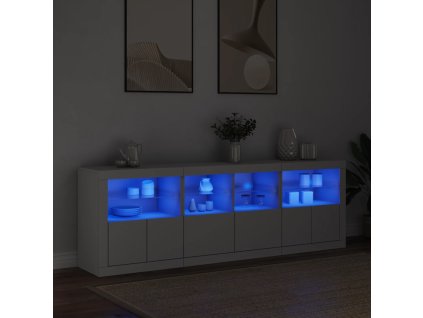 vidaXL Příborník s LED osvětlením bílý 202 x 37 x 67 cm