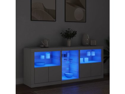 vidaXL Příborník s LED osvětlením bílý 162 x 37 x 67 cm