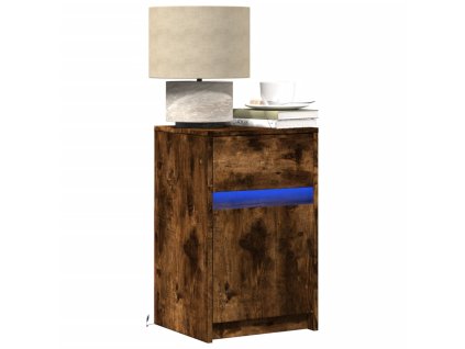 vidaXL Noční stolky s LED osvětlením 2 ks kouřový dub kompozitní dřevo