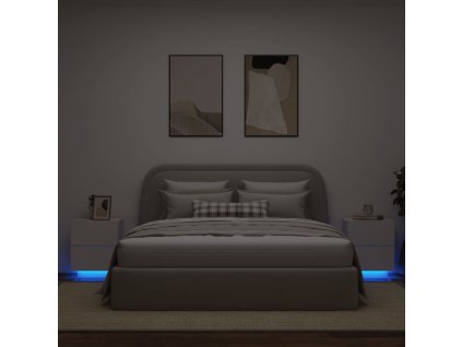vidaXL Noční stolky s LED osvětlením 2 ks bílé kompozitní dřevo