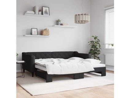 vidaXL Válenda s přistýlkou černá 90 x 190 cm textil
