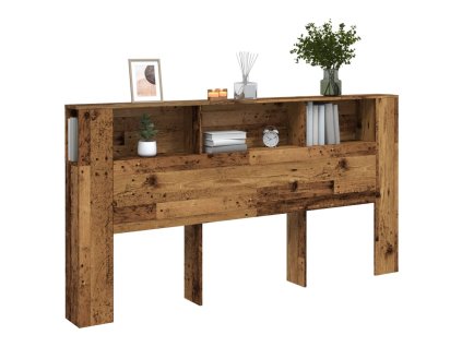 vidaXL Čelo postele s úložným prostorem old wood 200x18,5x102,5 cm
