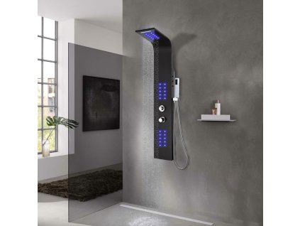 vidaXL Sprchový panel set hliníkový 20 x 44 x 130 cm černý