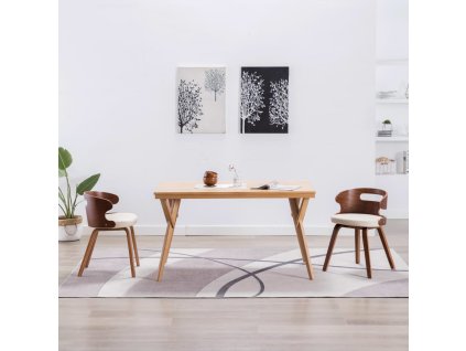 vidaXL Jídelní židle 2 ks krémové ohýbané dřevo a umělá kůže