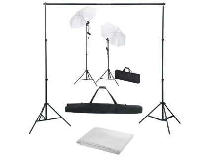 vidaXL Foto studio set s fotopozadím, osvětlením a deštníky
