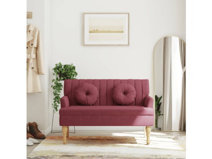 vidaXL Lavice s polštáři vínová 113 x 64,5 x 75,5 cm textil