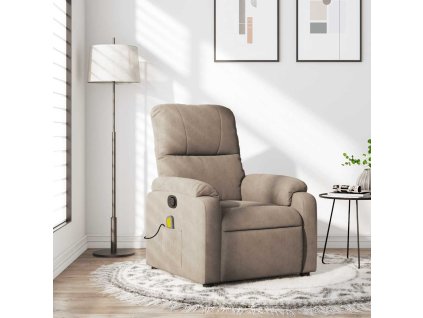 vidaXL Masážní polohovací křeslo taupe tkanina z mikrovlákna