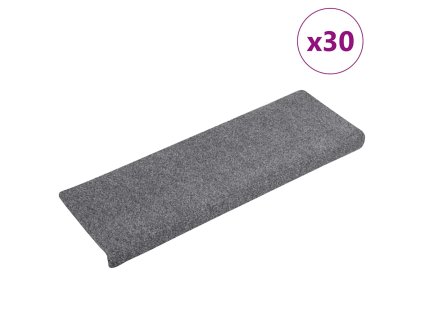 vidaXL Schodové rohože samolepicí 30 ks 65 x 21 x 4 cm světle šedé s obdélníkovým okrajem