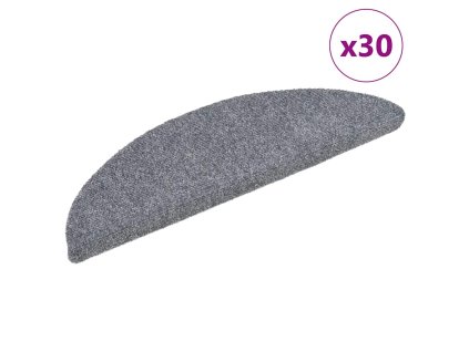 vidaXL Schodové rohože samolepicí 30 ks 56 x 17 x 3 cm světle šedé půlkulaté