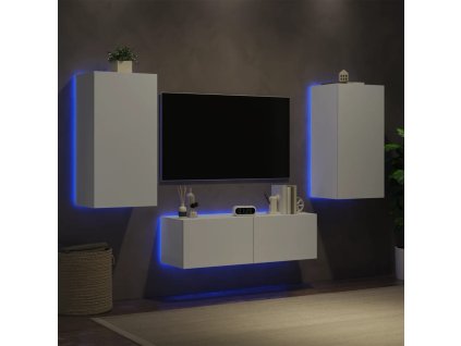 vidaXL 3dílná obývací stěna s LED osvětlením bílá