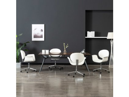 vidaXL Otočné jídelní židle 4 ks bílé umělá kůže