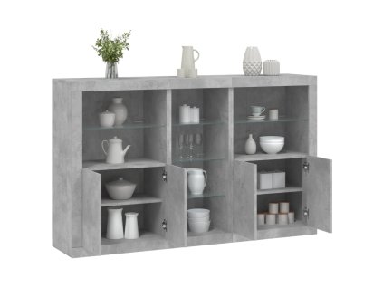 vidaXL Příborník s LED osvětlením betonově šedý 162 x 37 x 100 cm