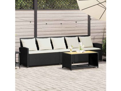 vidaXL Zahradní pohovka 5-místná s polštáři Black Poly Rattan