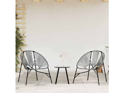 vidaXL Sada zahradních židlí 3 ks černá a světle šedá z polyratanu