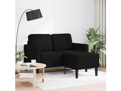 vidaXL Dvoumístná pohovka s lehátkem ve tvaru L černá 125 cm látka