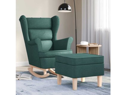 vidaXL Houpací křeslo s podnožkou tmavě zelené textil