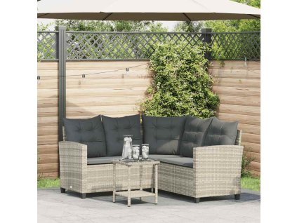 vidaXL Zahradní pohovka se stolem&Polštáře ve tvaru L Světle šedá