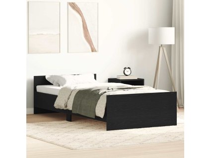 vidaXL Rám postele bez matrace Dub černý 90x200 cm Dřevěné konstrukce