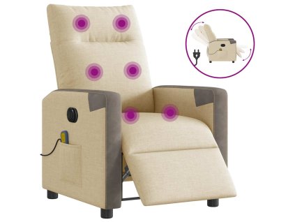 vidaXL Elektrické masážní polohovací křeslo krémové textil