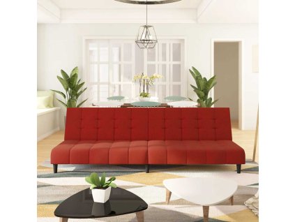 vidaXL 2místná rozkládací pohovka vínová samet