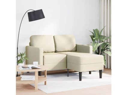 vidaXL Dvoumístná pohovka s lehátkem ve tvaru L, krémová umělá kůže